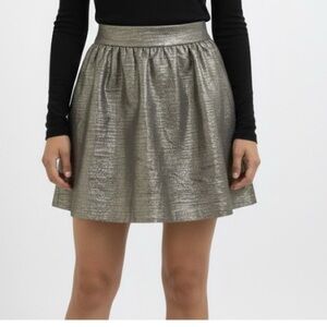 Banana Republic Metallic Silver Skater Skirt